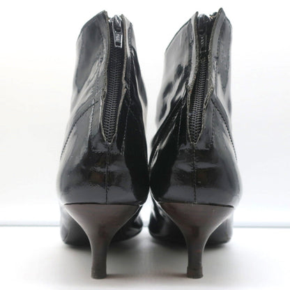 Lanvin Ankle Boots Black Patent Leather Size 41 Kitten Heel Booties