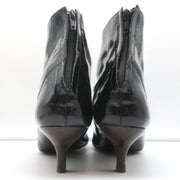 Lanvin Ankle Boots Black Patent Leather Size 41 Kitten Heel Booties