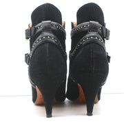 IRO Harness Ankle Boots Salix Black Studded Suede Size 37 Pointed Toe Booties