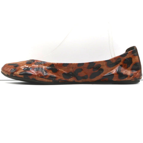 Tory Burch Eddie Ballet Flats Leopard Print Patent Leather Size 10.5