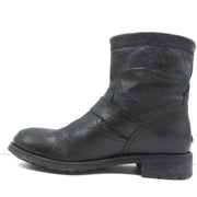 Jimmy Choo Youth Biker Boots Black Leather Size 38 Buckled Ankle Boots