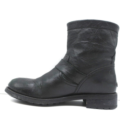 Jimmy Choo Youth Biker Boots Black Leather Size 38 Buckled Ankle Boots