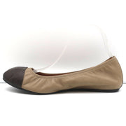 Lanvin Cap Toe Ballet Flats Taupe/Brown Two-Tone Leather Size 38.5