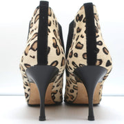 Manolo Blahnik Chelsea Booties Dildi Cream Leopard Print Calf Hair Size 38 NEW