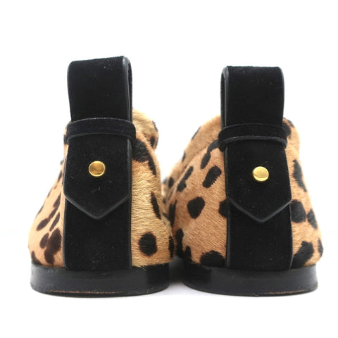 Frame Square Toe Ballet Flats Le Sunset Leopard Print Calf Hair Size 37.5