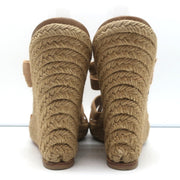 Christian Louboutin Delfin 120 Platform Espadrille Wedges Brown Ribbon Size 40
