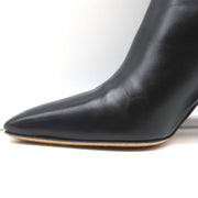 Valentino Rockstud Trim Mid-Calf Boots Black Leather Size 38 High Heel