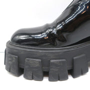 Prada Monolith Chelsea Boots Black Patent Leather Size 36
