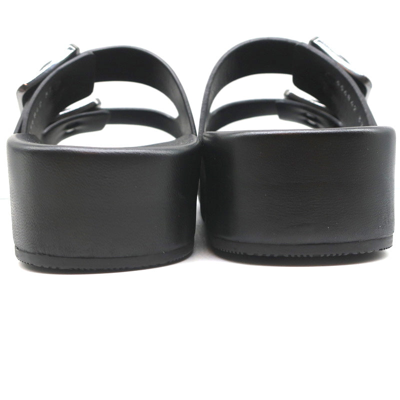 Balenciaga Mallorca Platform Slide Sandals Black Leather Size 37 NEW