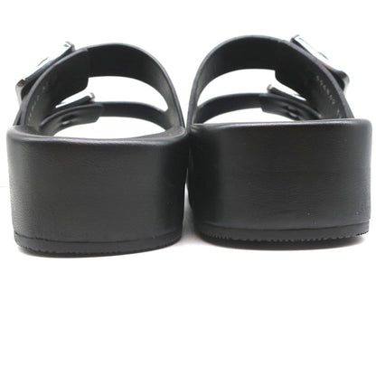 Balenciaga Mallorca Platform Slide Sandals Black Leather Size 37 NEW