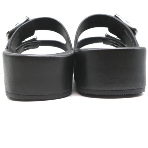 Balenciaga Mallorca Platform Slide Sandals Black Leather Size 37 NEW