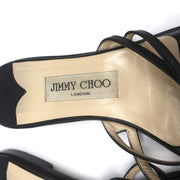 Jimmy Choo Flat Thong Slide Sandals Black Leather Size 38.5