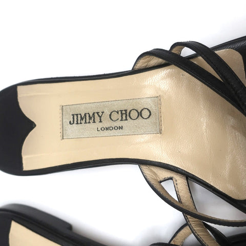 Jimmy Choo Flat Thong Slide Sandals Black Leather Size 38.5
