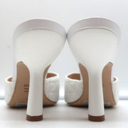 Schutz Fryda Mules White Quilted Leather Size 9 Open Toe Sandals NEW