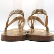 Pedro Garcia Crystal Thong Sandals Zulmar Gold Satin Size 38 Slingback Flats