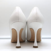 Manolo Blahnik Pumps Urgenzapla White Leather Size 36.5 Pointed Toe Heels