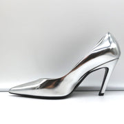 Balenciaga Broken Mirror Heels Silver Metallic Leather Size 37.5 Point-Toe Pumps