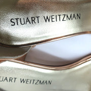 Stuart Weitzman Simple Sandals Rose Gold Metallic Leather Size 7N Block Heel NEW