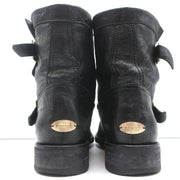 Jimmy Choo Youth Biker Boots Black Leather Size 38 Buckled Ankle Boots