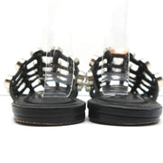 Alexander Wang Amelia Crystal-Studded Mules Black Leather Size 39 Caged Sandals