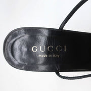Gucci Tom Ford T-Strap Sandals Black Leather Size 8 Open Toe Heels