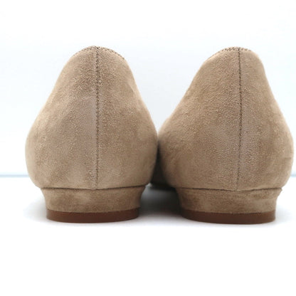 Manolo Blahnik Bipunta Cap Toe Flats Taupe Suede & Patent Leather Size 36 NEW