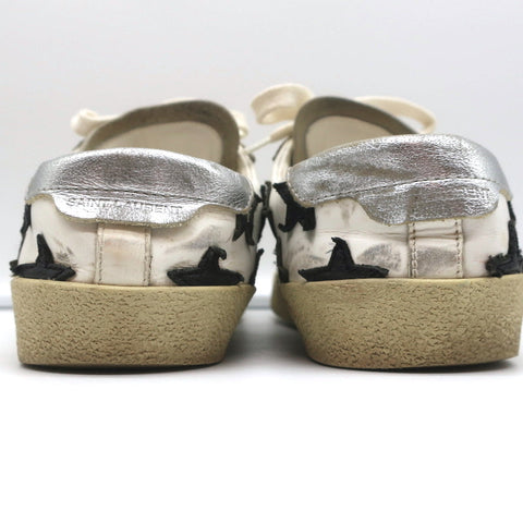 Saint Laurent Court Classic Star Sneakers White & Black Leather Size 36.5