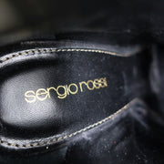Sergio Rossi Studded Heel Booties Black Suede Size 38.5 Ankle Boots