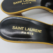 Saint Laurent Bianca Knot Mules Mustard Yellow Leather Size 36.5 Slide Sandals