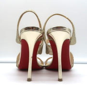 Christian Louboutin Vavazou Asymmetric Sandals Gold Glitter & Leather Size 38