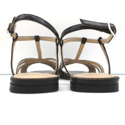 Theory V Strap Sandals Black Leather Size 38.5 Slingback Flats NEW