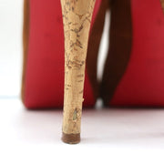 Christian Louboutin No Prive Cork Slingback Sandals Brown Suede Size 41.5