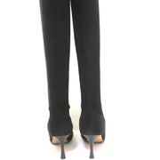Manolo Blahnik Pascalare Knee High Boots Black Stretch Suede Size 37.5