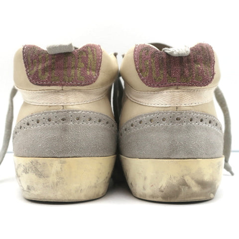 Golden Goose Mid Star Sneakers Off-White Leather & Purple Suede Size 37