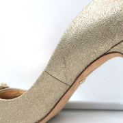 Badgley Mischka Cher Crystal Buckle Pumps Gold Glitter Satin Size 8