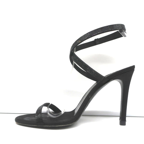 Pedro Garcia Ankle Strap Sandals Clara Black Crystal-Embellished Satin Size 37