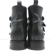 Maje Buckled Ankle Boots Black Studded Leather Size 37 Biker Boots