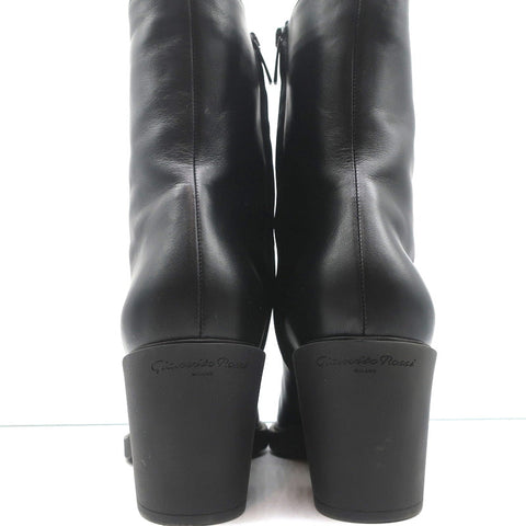 Gianvito Rossi Dylan Ankle Boots Black Leather Size 41.5 Pointed Toe High Heel