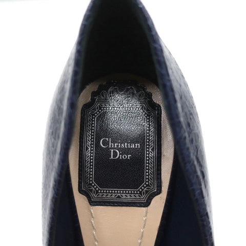 Christian Dior Songe Pumps Navy Cracked Leather Size 37 Pointed Toe Heels