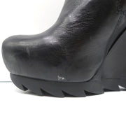 Camilla Skovgaard Saw-Sole Wedge Booties Black Leather Size 36 Ankle Boots