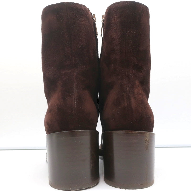 Gianvito Rossi Block Heel Ankle Boots Dark Brown Suede Size 38