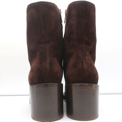 Gianvito Rossi Block Heel Ankle Boots Dark Brown Suede Size 38