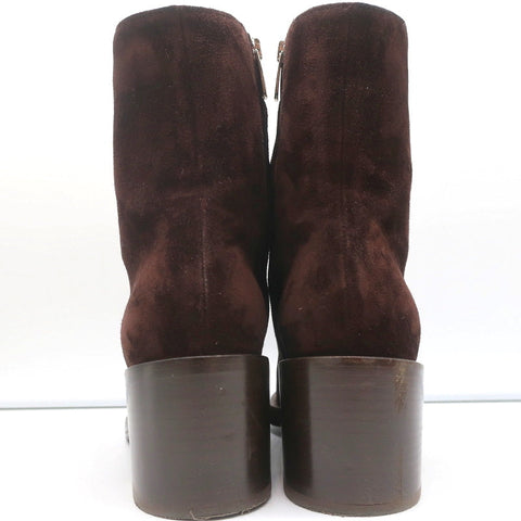 Gianvito Rossi Block Heel Ankle Boots Dark Brown Suede Size 38