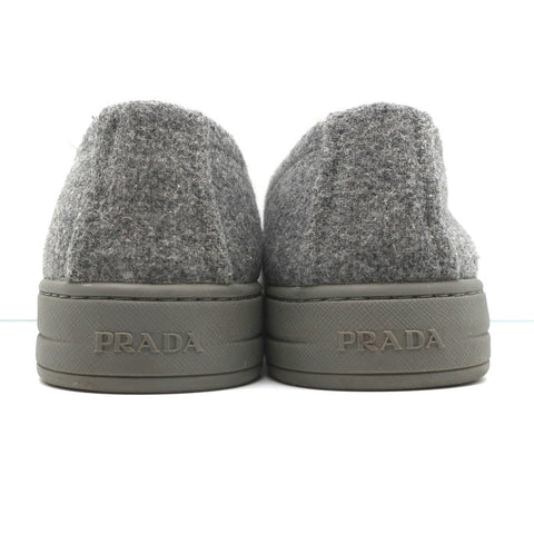 Prada Sport Slip-On Sneakers Gray Wool Felt Size 37.5