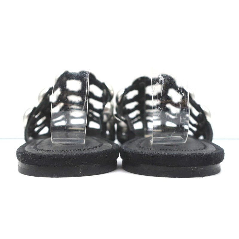Alexander Wang Amelia Mules Black Studded Suede Size 37 Caged Sandals