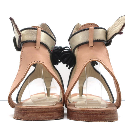Meher Kakalia Tiki Sofia Tassel Sandals Beaded Embroidered Leather Size 41