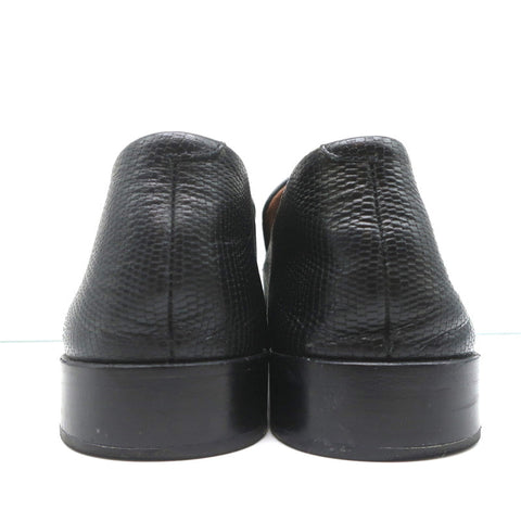 NewbarK Melanie Loafers Black Embossed Leather Size 7.5 Slip-On Flats