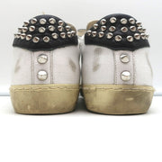 Leather Crown Iconic Stud Low Top Sneakers White & Black Leather Size 38