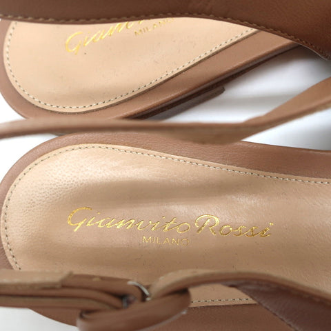 Gianvito Rossi Slingback Flats Anna Praline Leather Size 41 Pointed Toe NEW