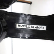 Manolo Blahnik Tres Ankle Strap Sandals Black Patent Leather Size 39